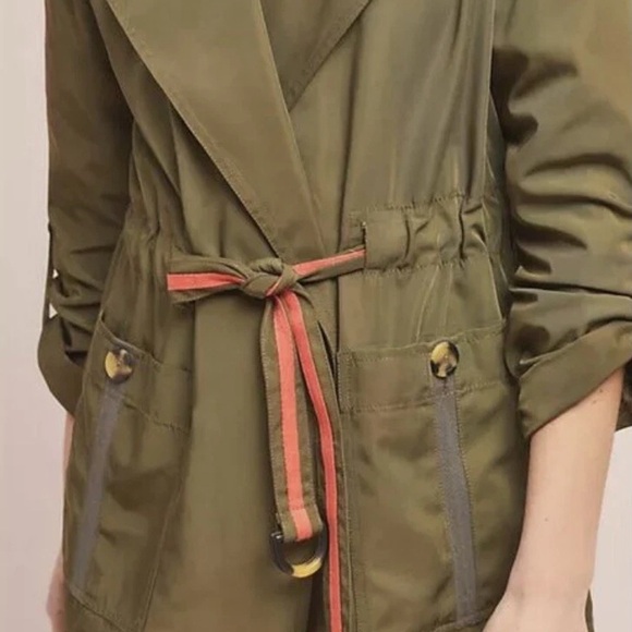 Anthropologie Gisborne Anorak Olive Green Safari Jacket Women’s Size Medium - Picture 2 of 12